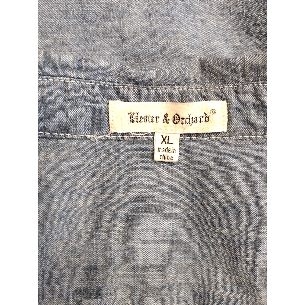 Hester & Orchard Women's Size XL Blue Shirt Top 3/4 Sleeve Collared Button-Up - Picture 8 of 10